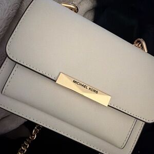 Michael Kors Cream Crossbody Bag with Gold Accents